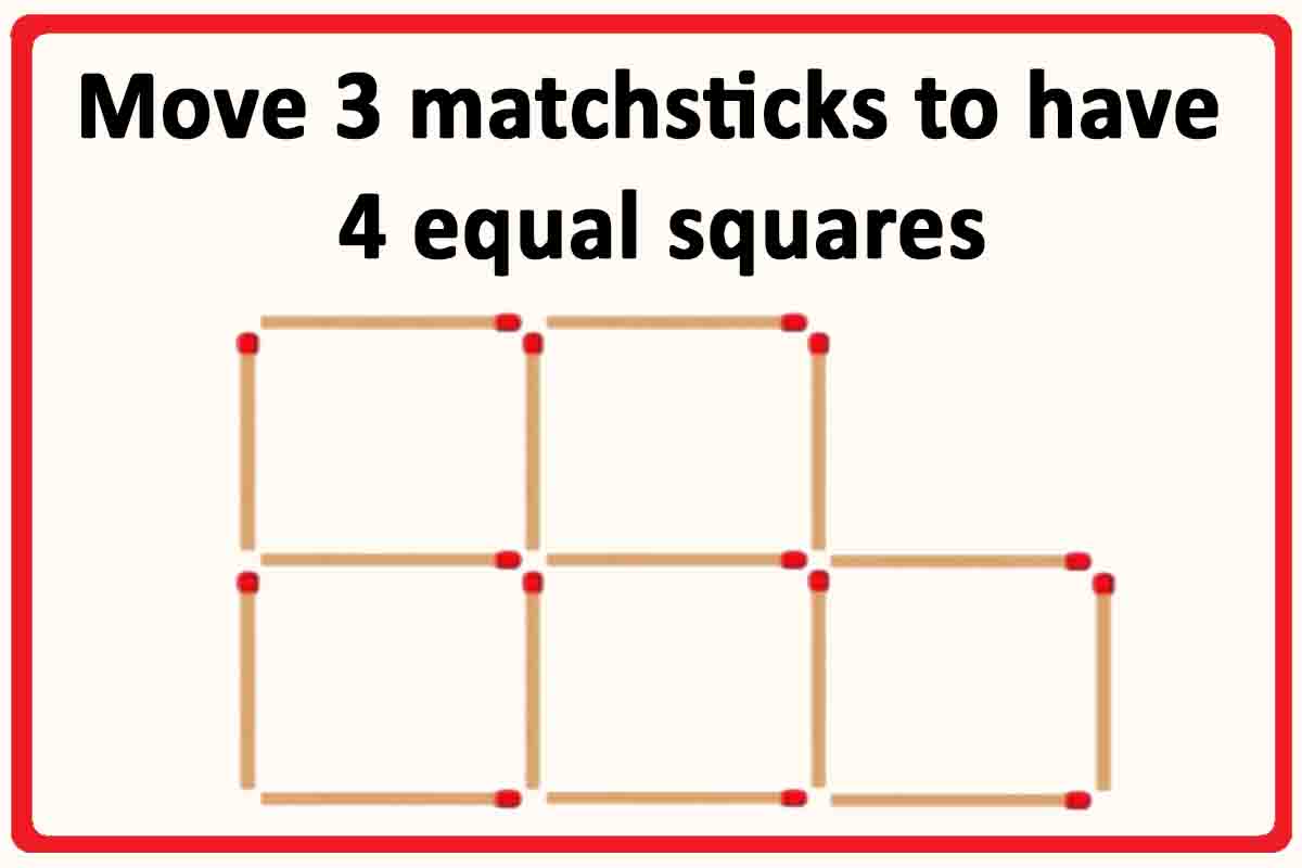 Make Four Matchstick Squares in Two Moves SOLUTION! 