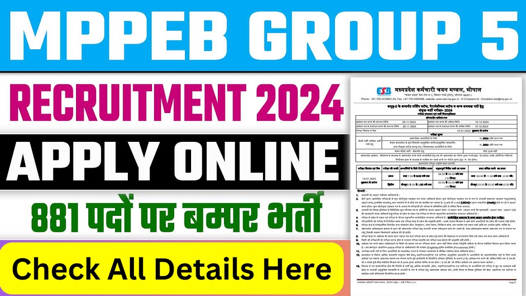 MPESB Group 5 Various Post  2024   Online Form Extended